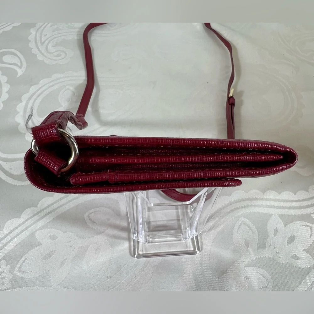 Furla Red Pebbled Leather Wallet on Chain Crossbody Clutch